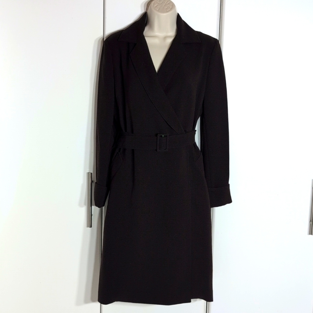 JONES NEW YORK Brown Tuxedo Wrap-Around Long Sleeve Dress  Size 4
